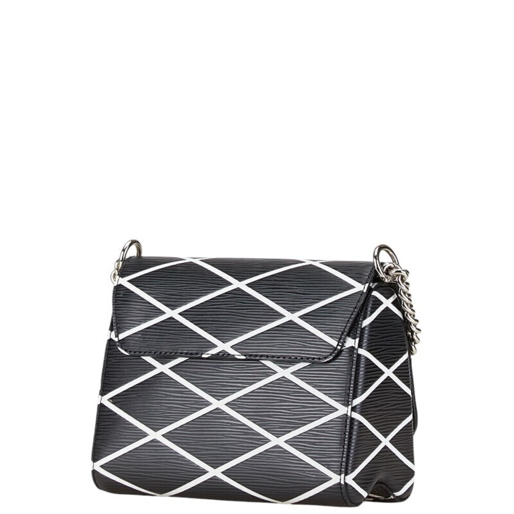 Louis Vuitton Leather Black Noir Epi Twist White Shoulder Chain Bag